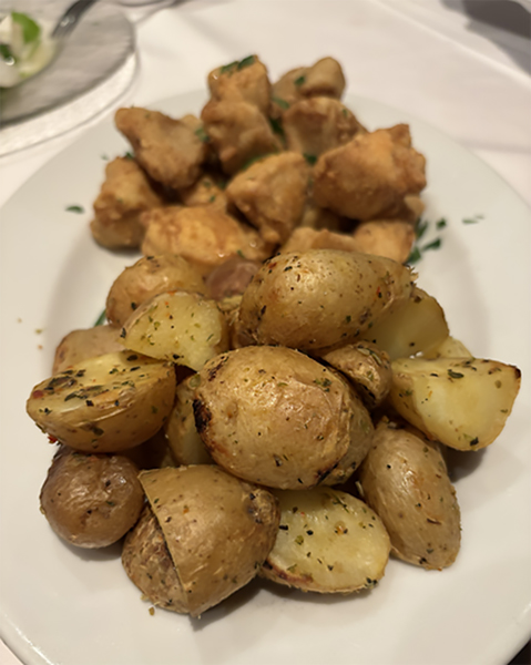 ジャガイモのローストとトラフグのフリッター